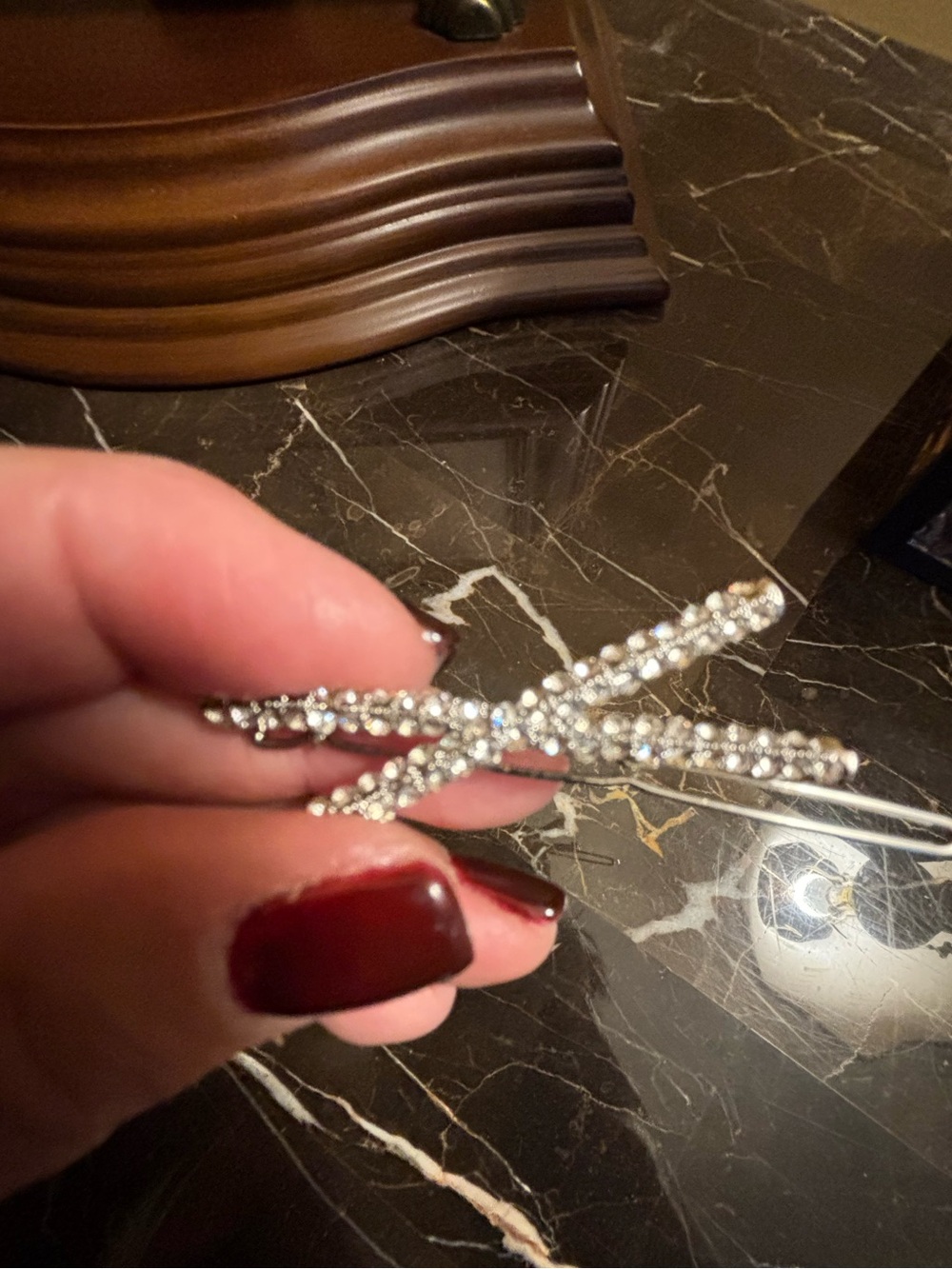 Crystal Accent Hair Pin - Silver Rhinestone Cross Design